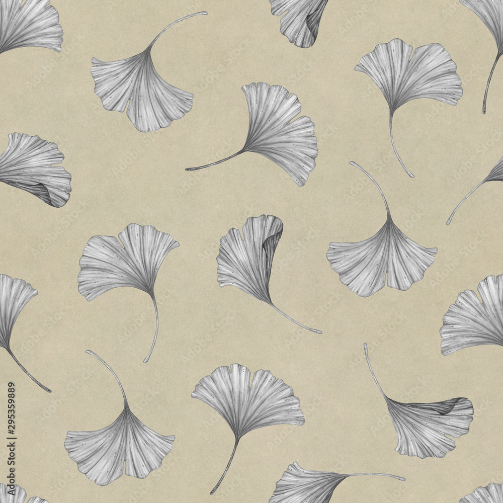 Seamless pattern with leaves of Ginkgo Biloba. Floral background Seamless pattern with leaves of Ginkgo Biloba. Floral background
