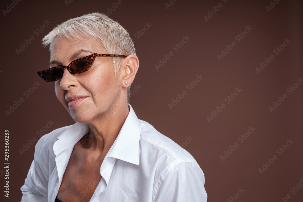 Amazing female person looking straight at camera Amazing female person looking straight at camera