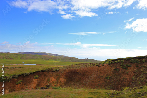 Grassland and lava landscape in iceland © Luciernaga