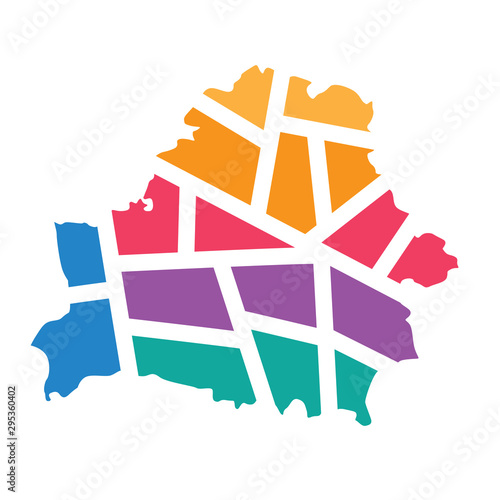 Wallpaper Mural colorful geometric Belarus map - vector illustration
