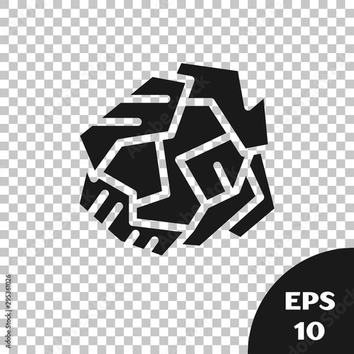 Black Crumpled paper ball icon isolated on transparent background. Vector Illustration