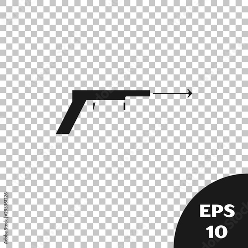 Black Fishing harpoon icon isolated on transparent background. Fishery manufacturers for catching fish under water. Diving underwater equipment. Vector Illustration