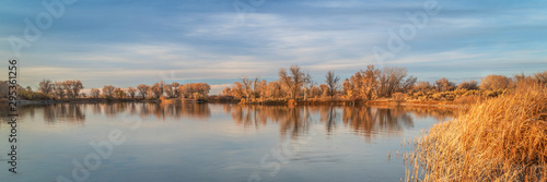 calm lake in fall scenery