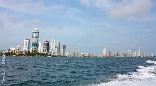 cityscape of the city of Cartagena de Indias from the sea. Cartagena de Indias  Colombia