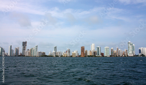 cityscape of the city of Cartagena de Indias from the sea. Cartagena de Indias, Colombia