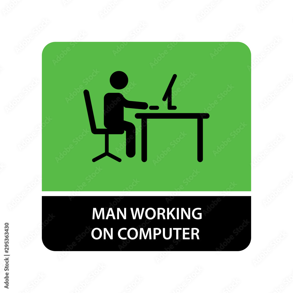 man working at desk icon for web and mobile man working at desk icon for web and mobile