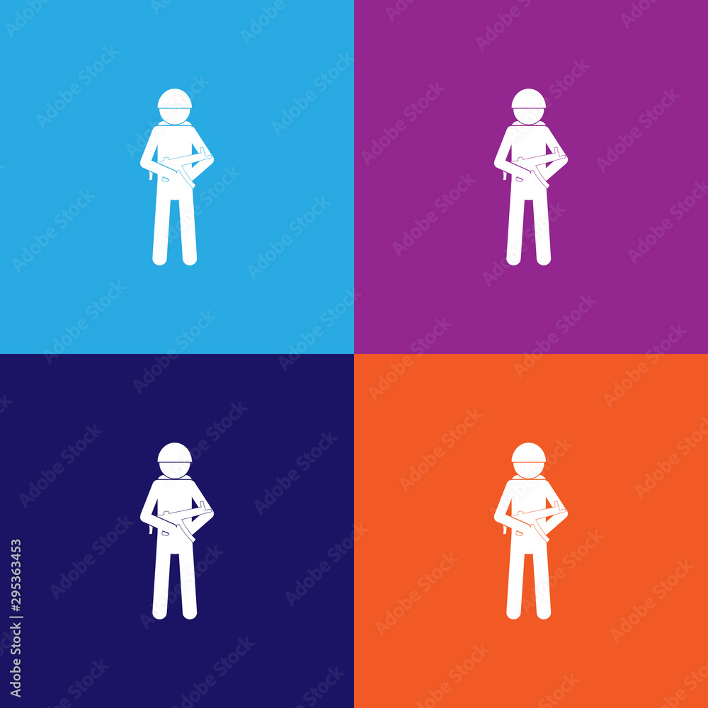 military silhouette with arms icon. Special services element icon. Professions signs, isolated symbols collection icon for websites, web design military silhouette with arms icon. Special services element icon. Professions signs, isolated symbols collection icon for websites, web design