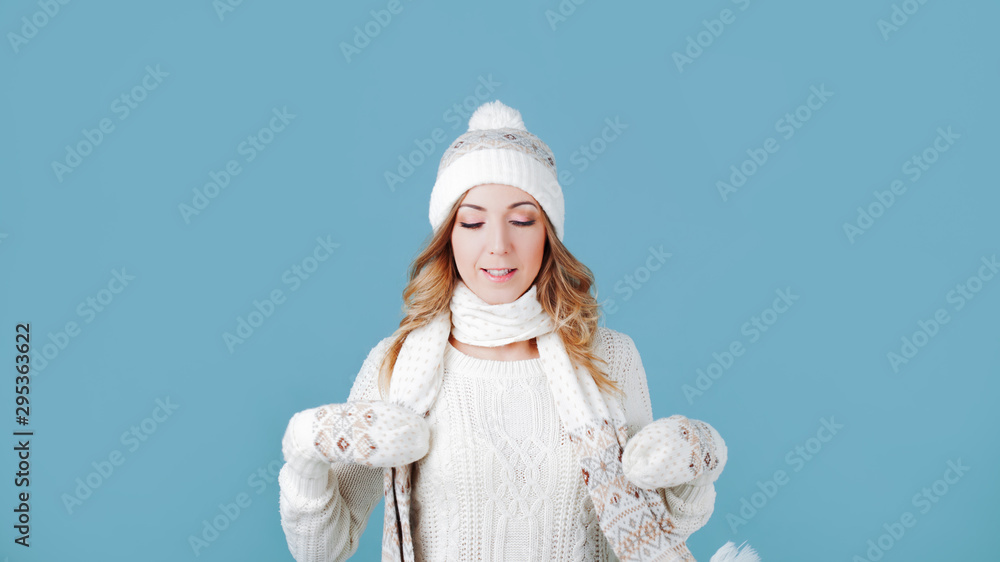 Happy girl laughing in a winter clothes. Happy girl laughing in a winter clothes.