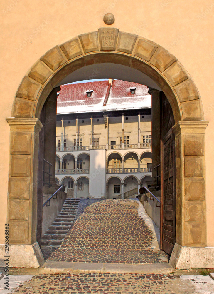 Entrance to Wawel palace, Krakow, Poland - obrazy, fototapety, plakaty 