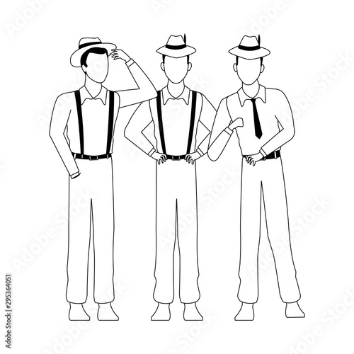 cuban three men, flat design