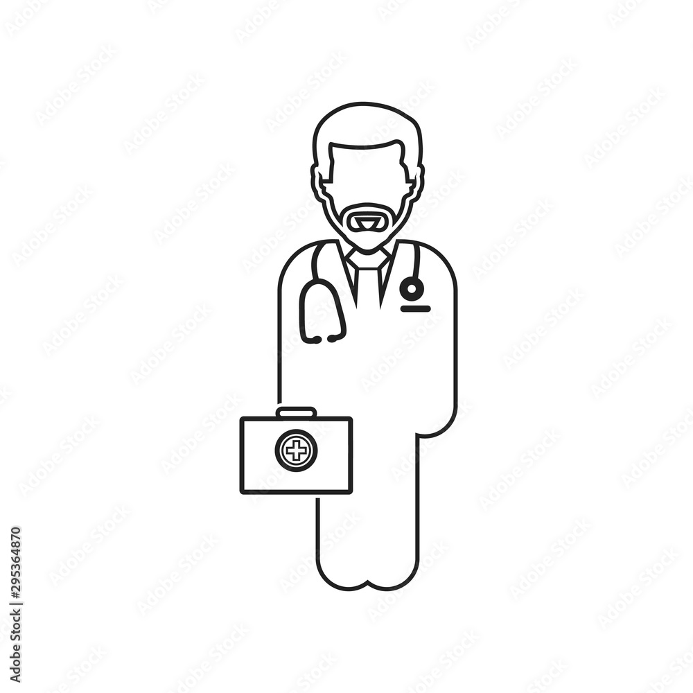 Doctor on duty line icon. Vector EPS.