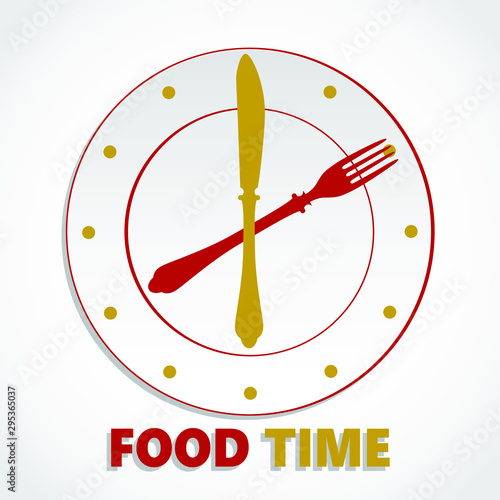 food time color clock with knife and fork