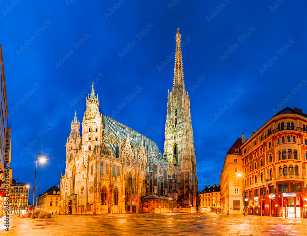 Plakat Wiedeń, Austria, Europa: Katedra św. Szczepana lub Stephansdom,  Stephansplatz
