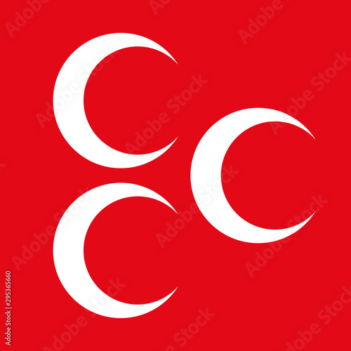 Three white crescents on red is the symbol of the Turkish patriots - Eps 10 vector and illustration photo