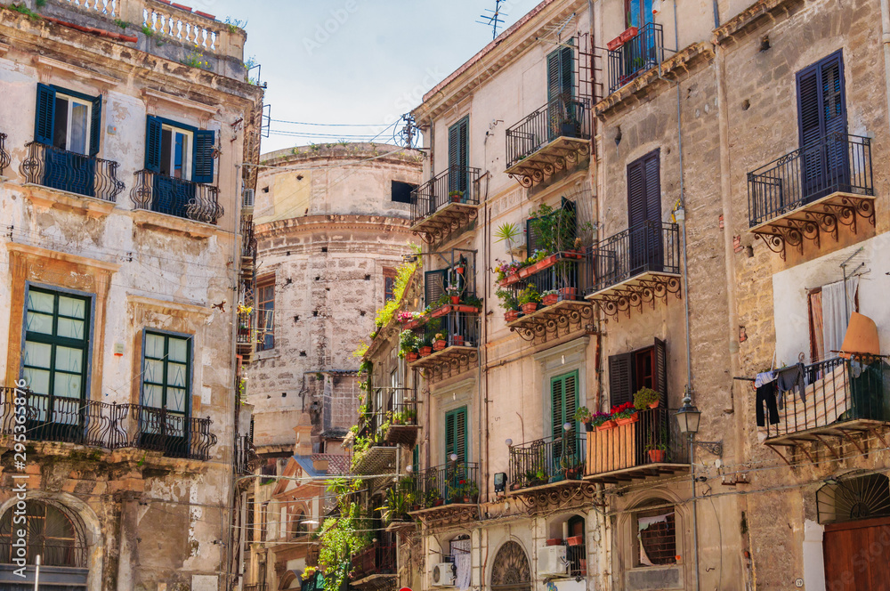 Palermo,Sicilia, Italy: Street view of the old buildings