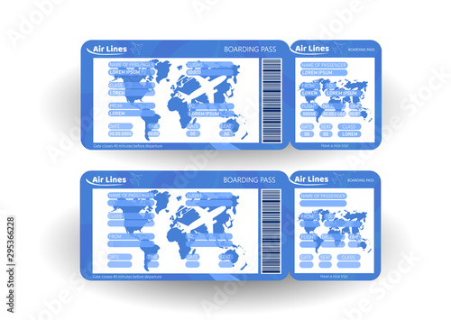 Airplane ticket. Boarding pass ticket template. 