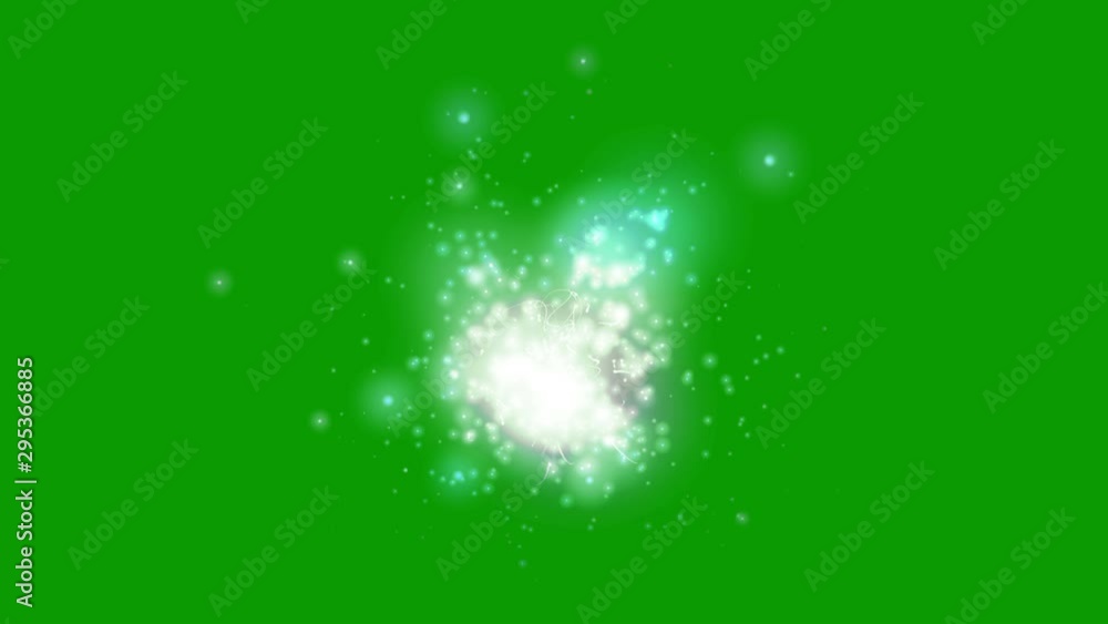 Shining magic light sparks on green screen. Chroma key spell magic ...