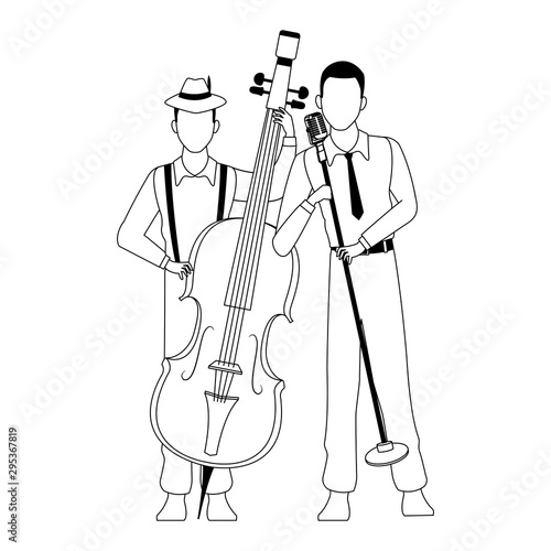 singer and musician with a cello  flat design