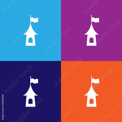 tower with flag silhouette. Element of fairy-tale heroes illustration. Premium quality graphic design icon. Signs and symbols collection icon for websites, web design, mobile app