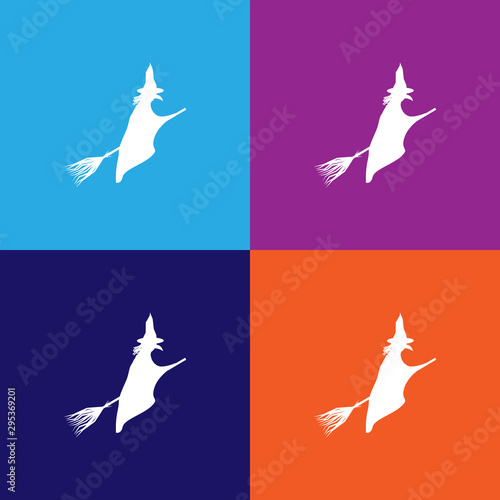 witch on a broomstick silhouette. Element of fairy-tale heroes illustration. Premium quality graphic design icon. Signs and symbols collection icon for websites  web design  mobile