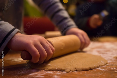 rolling pin christmas baking with children © ontronix