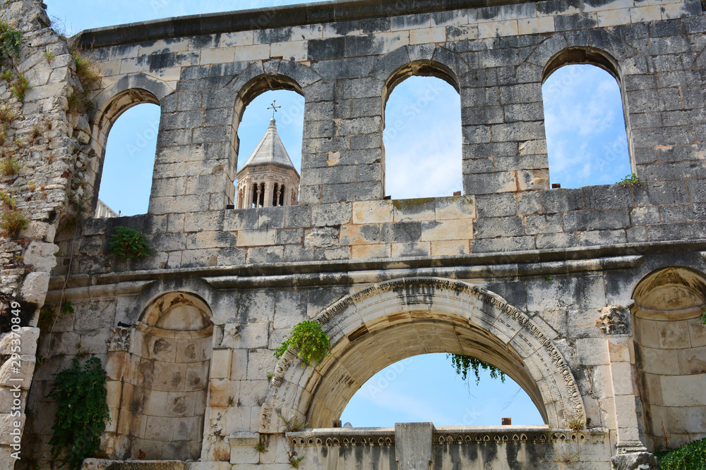 The wall of Diocletian palace in Split, Croatia