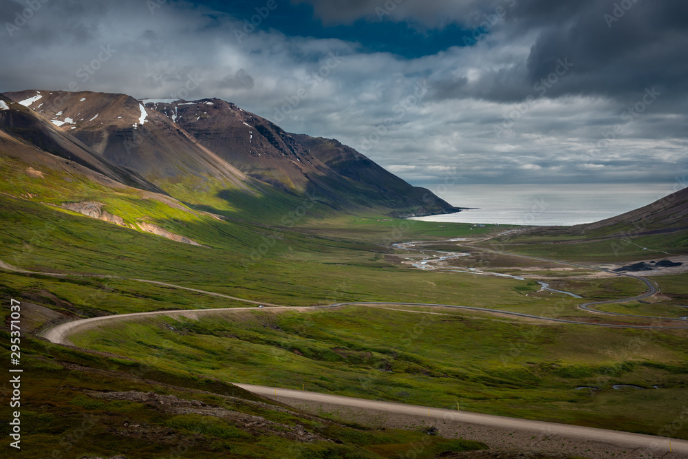 Beautiful view of road at westfjords in Iceland.