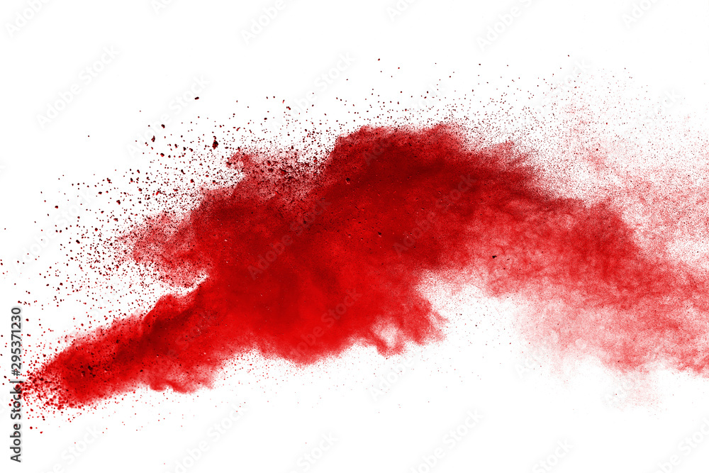 Red powder explosion on white background. Colored cloud. Colorful dust explode. Paint Holi. Red powder explosion on white background. Colored cloud. Colorful dust explode. Paint Holi.