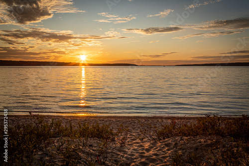 Lake Charlevoix Sunset On Warm Summer Night From Young State Park Beech