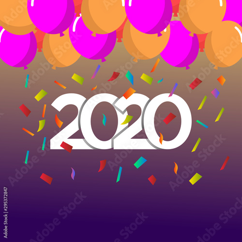 Happy New Year 2020 design concept with numbers. Vector illustration for print, banner, advert, web, decoration, greeting card