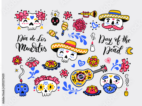 Dia de los Muertos - Day of the Dead - traditional mexican holiday. Vector illustration for invitation, banner, poster, t-shirt print, greeting card. EPS 10.
