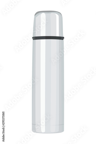 Vacuum flask realistic vector illustration isolated