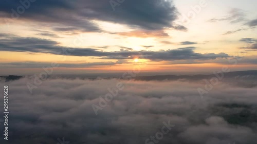 Wallpaper Mural Aerial View of Sunrise. Flying in fog.Flight above clouds Torontodigital.ca