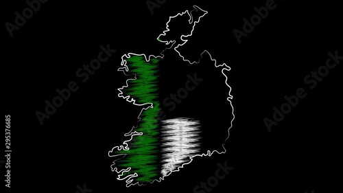 Clonmel ireland coloring the map and flag. Motion design. photo