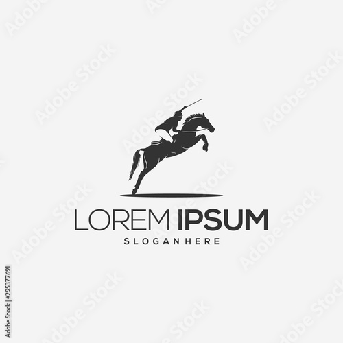 horse jockey silhouette logo illustrations