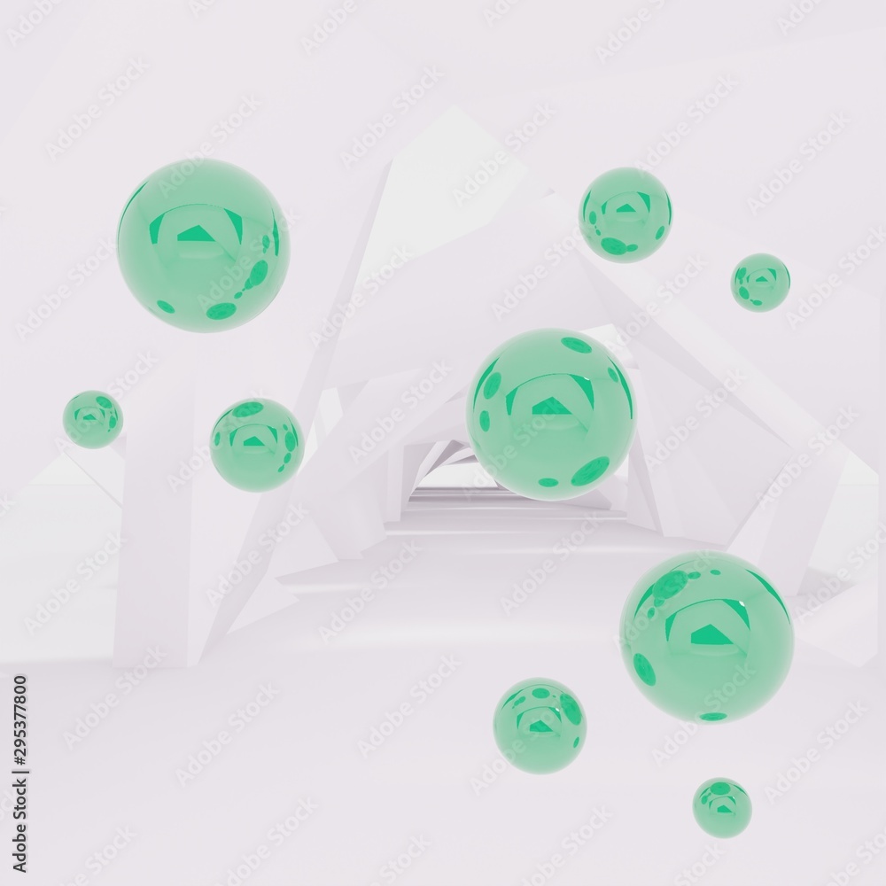 Emerald spheres 3d render concept abstract Emerald spheres 3d render concept abstract
