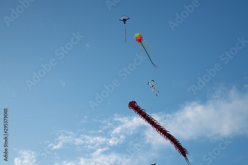 Kite flying enjoyed at Waitan or Bund in Shanghai in the morning photo