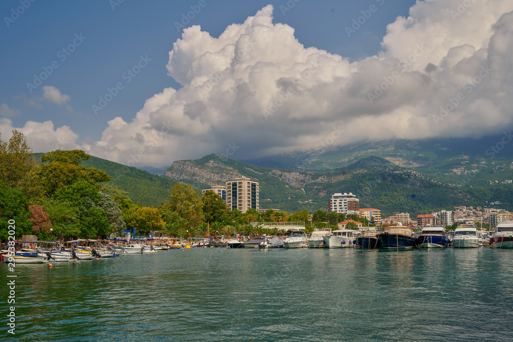 Budva city, Montenegro, marina harbor