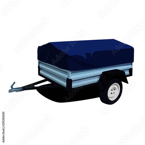 utility trailer realistic vector illustration isolated