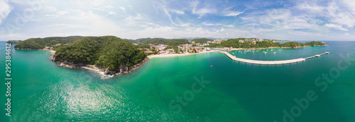 Aerial View of Santa Cruz Bay in Huatulco Oaxaca, Mexico