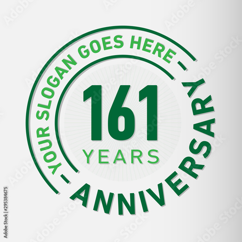 161 years anniversary logo template. One hundred and sixty-one years celebrating logotype. Vector and illustration.