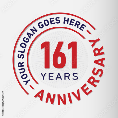 161 years anniversary logo template. One hundred and sixty-one years celebrating logotype. Vector and illustration.