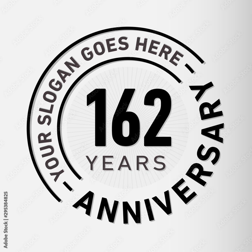 162 years anniversary logo template. One hundred and sixty-two years celebrating logotype. Vector and illustration.