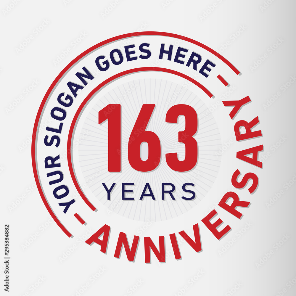 163 years anniversary logo template. One hundred and sixty-three years celebrating logotype. Vector and illustration.