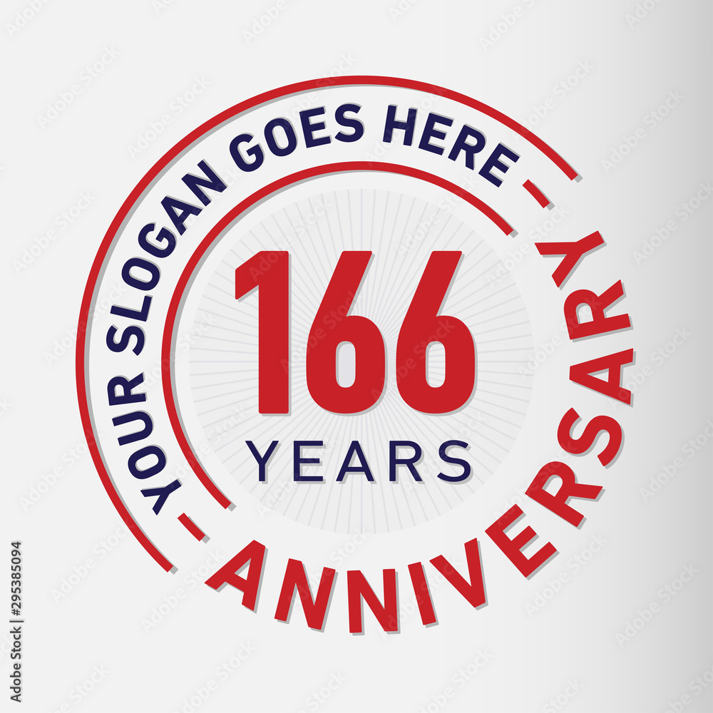 166 years anniversary logo template. One hundred and sixty-six years celebrating logotype. Vector and illustration.