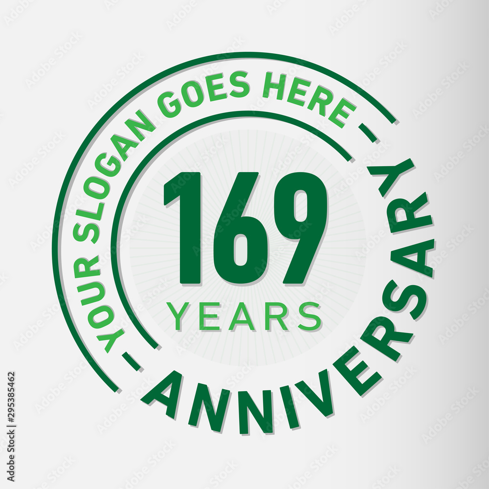 169 years anniversary logo template. One hundred and sixty-nine years celebrating logotype. Vector and illustration. 169 years anniversary logo template. One hundred and sixty-nine years celebrating logotype. Vector and illustration.