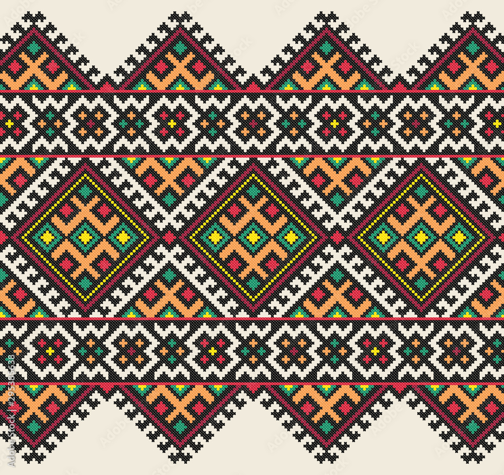 embroidered old handmade cross-stitch ethnic Ukraine pattern. Ukrainian towel with ornament. embroidered old handmade cross-stitch ethnic Ukraine pattern. Ukrainian towel with ornament.
