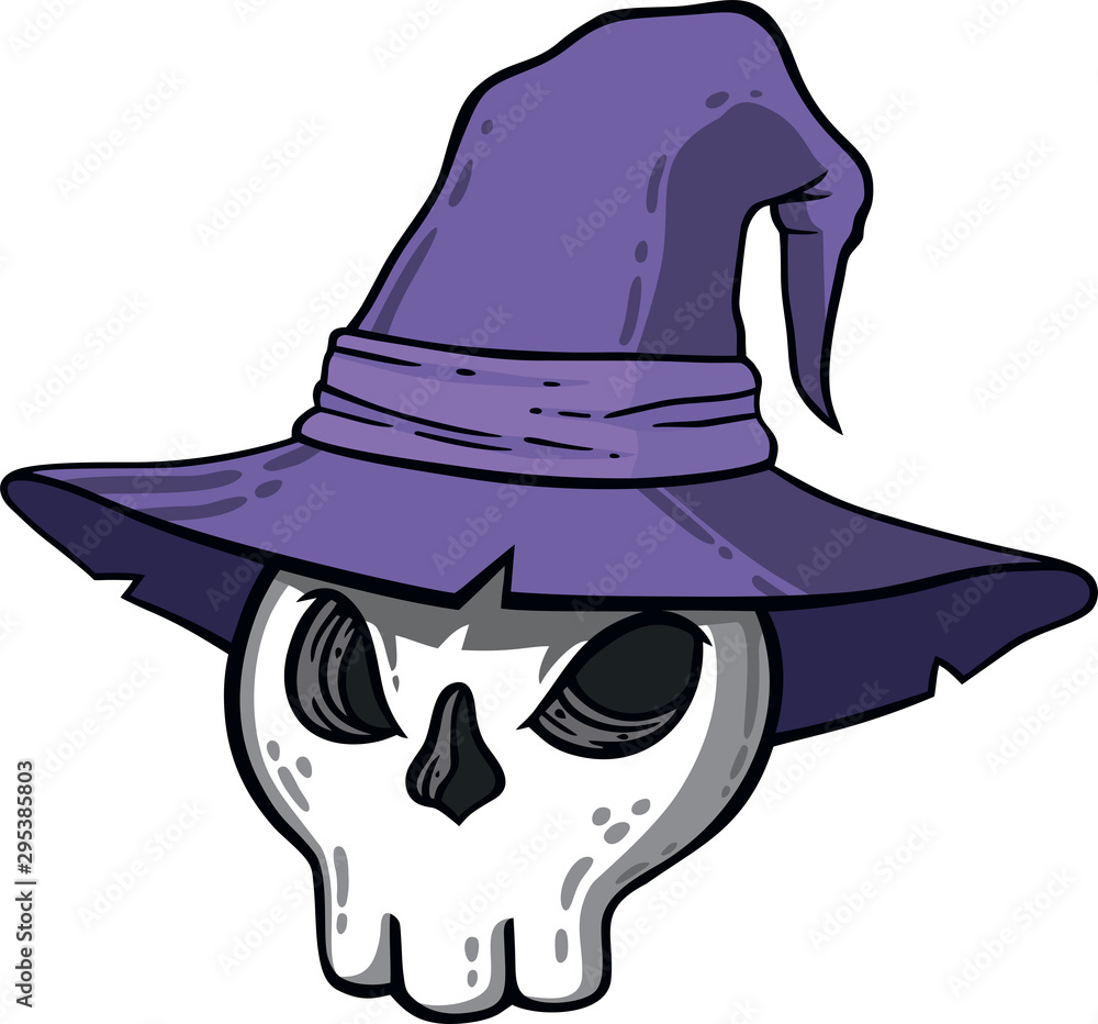 halloween skull in witch hat