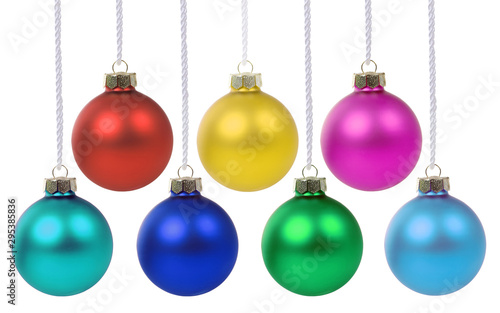 Christmas balls baubles hanging collection isolated on white