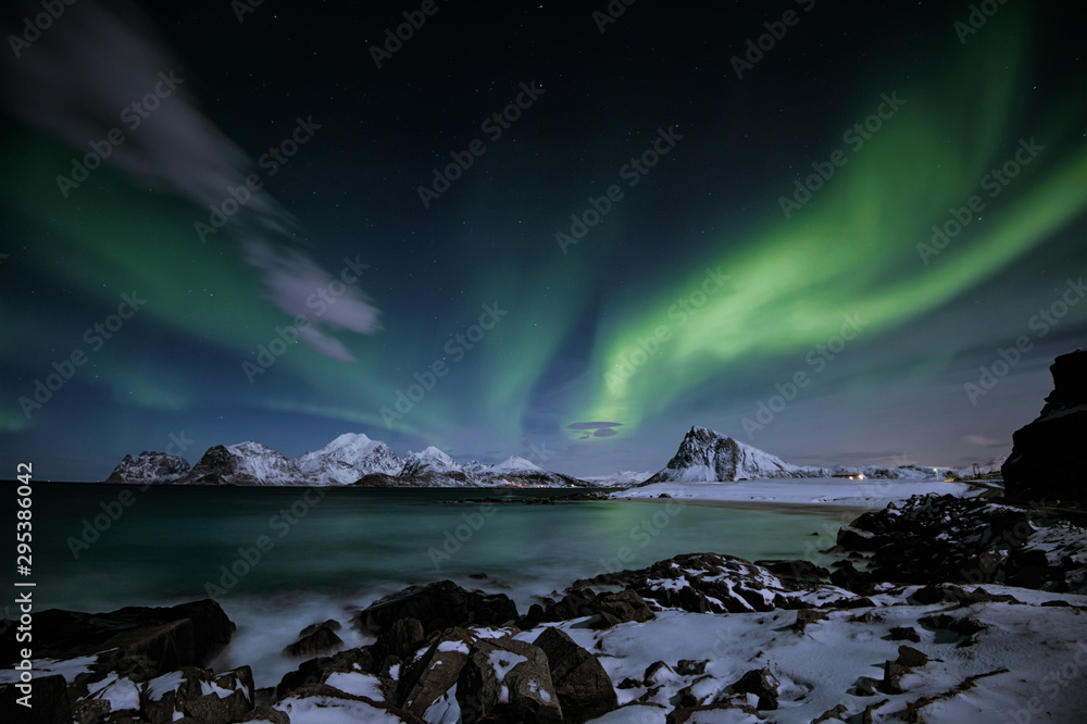 Aurora borealis in Lofoten islands